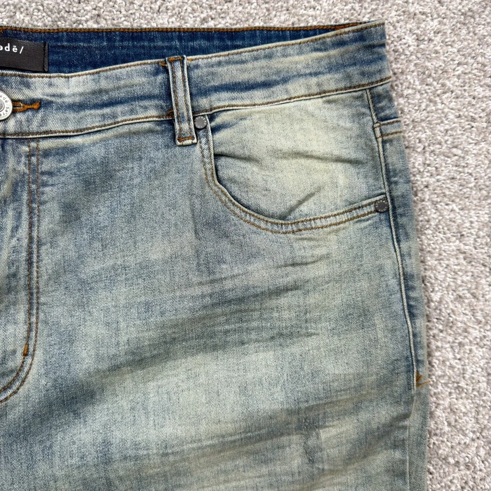SERENEDE Jeans Men's 44x34 Light Wash Stretch Skinny Denim